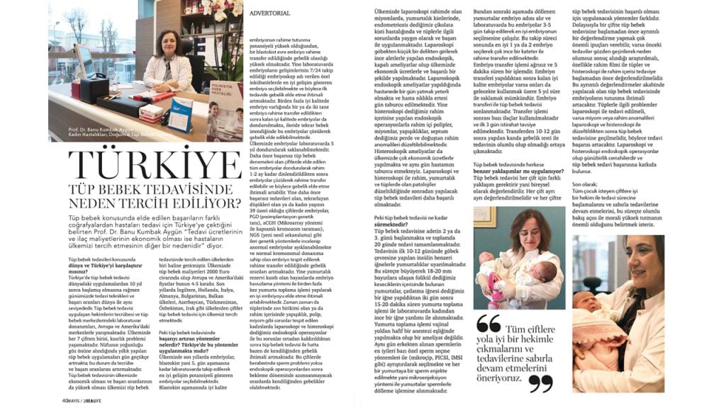 Sealife Dergisi,Türkiye Tüp Bebek Tedavisinde Neden Tercih Ediliyor? -Mayıs -2018